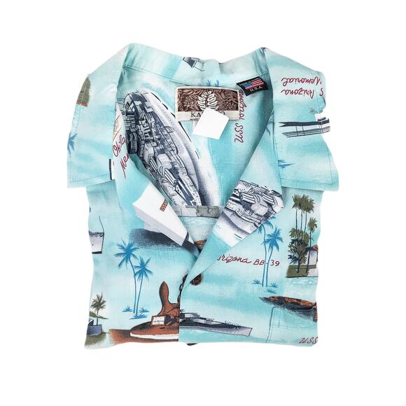 Kalaheo Hawaiian Shirt XL Size Men's USS Arizona Oklahoma Memorial Button Up - Picture 2 of 10